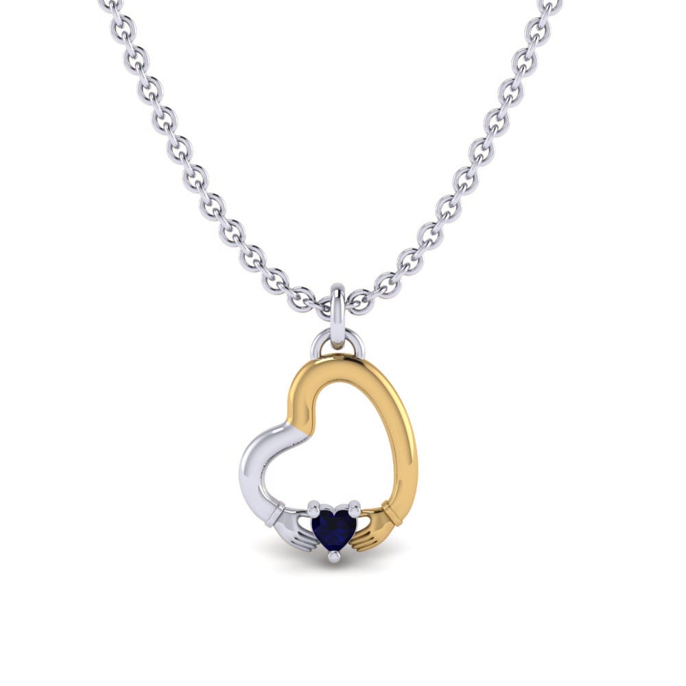 Vàng Trắng-Vàng 9K Đá Sapphire Mặt dây chuyền nữ Aika