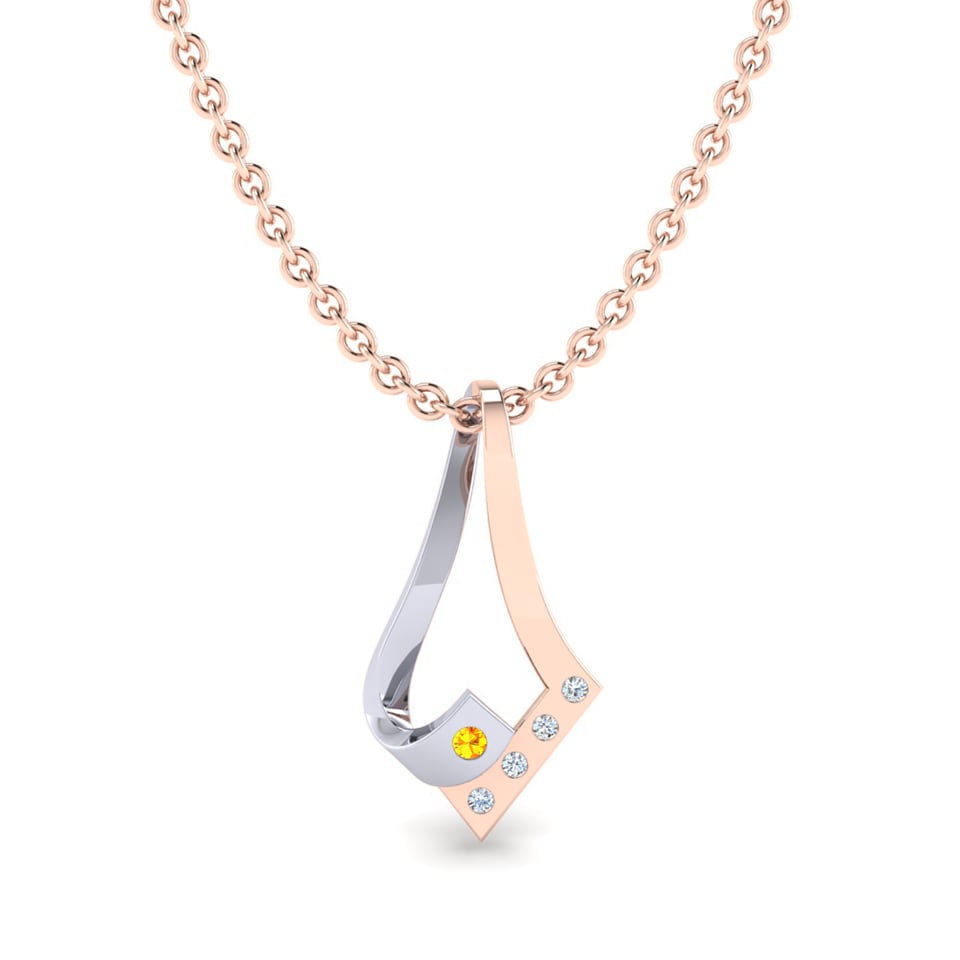 9k Rose & White Gold Citrine Women's Pendant Mirela