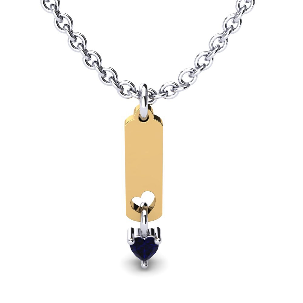 Vàng Trắng-Vàng 9K Đá Sapphire Mặt dây chuyền nữ Vesna
