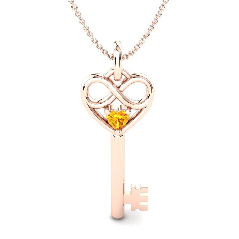 Dây chuyền Vàng Hồng 9K Thạch Anh Vàng Keys