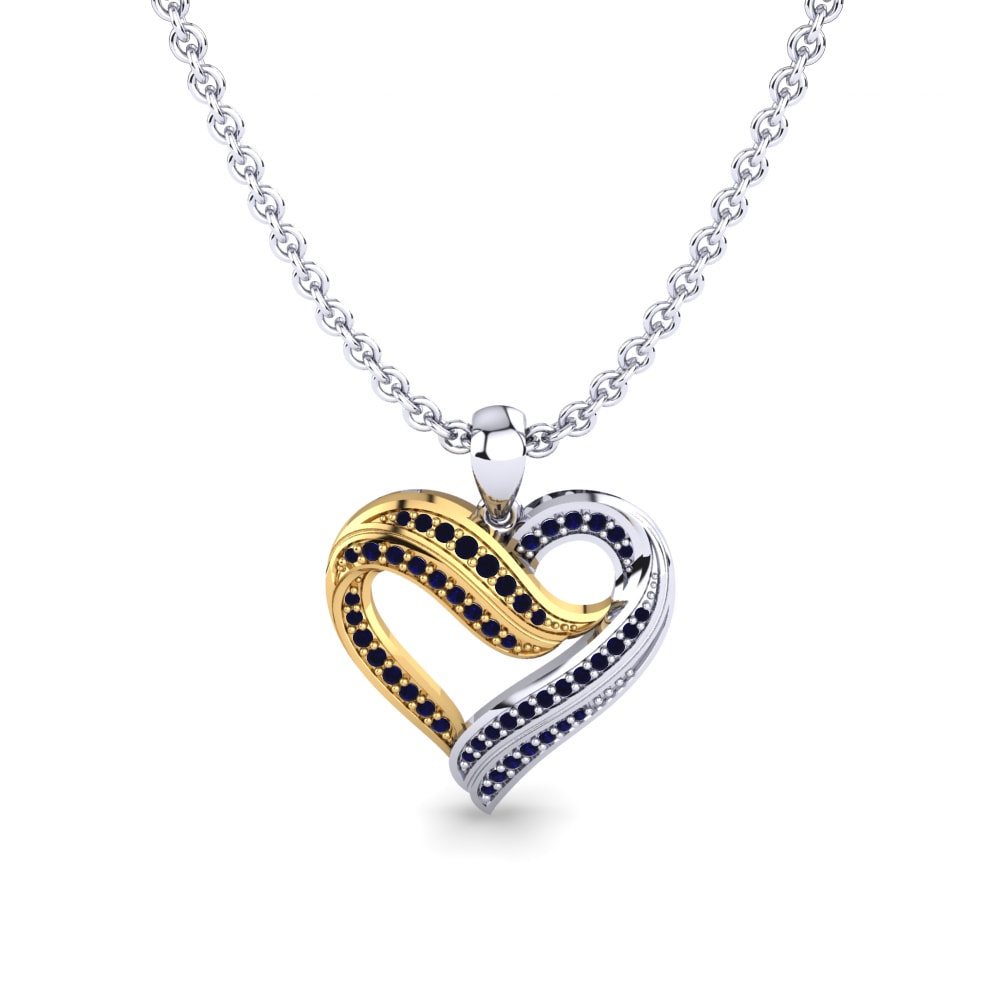 Vàng Trắng-Vàng 9K Đá Sapphire Mặt dây chuyền nữ Inge