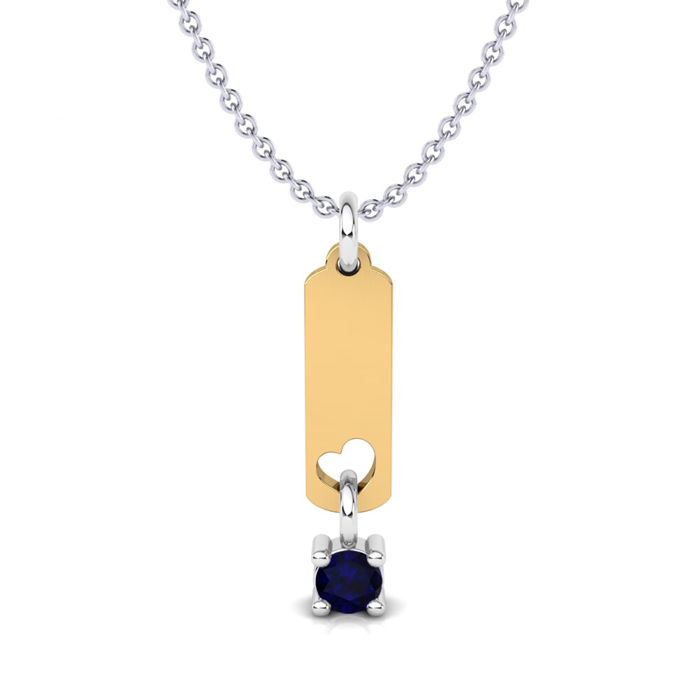 Vàng Trắng-Vàng 9K Đá Sapphire Mặt dây chuyền nữ Edona