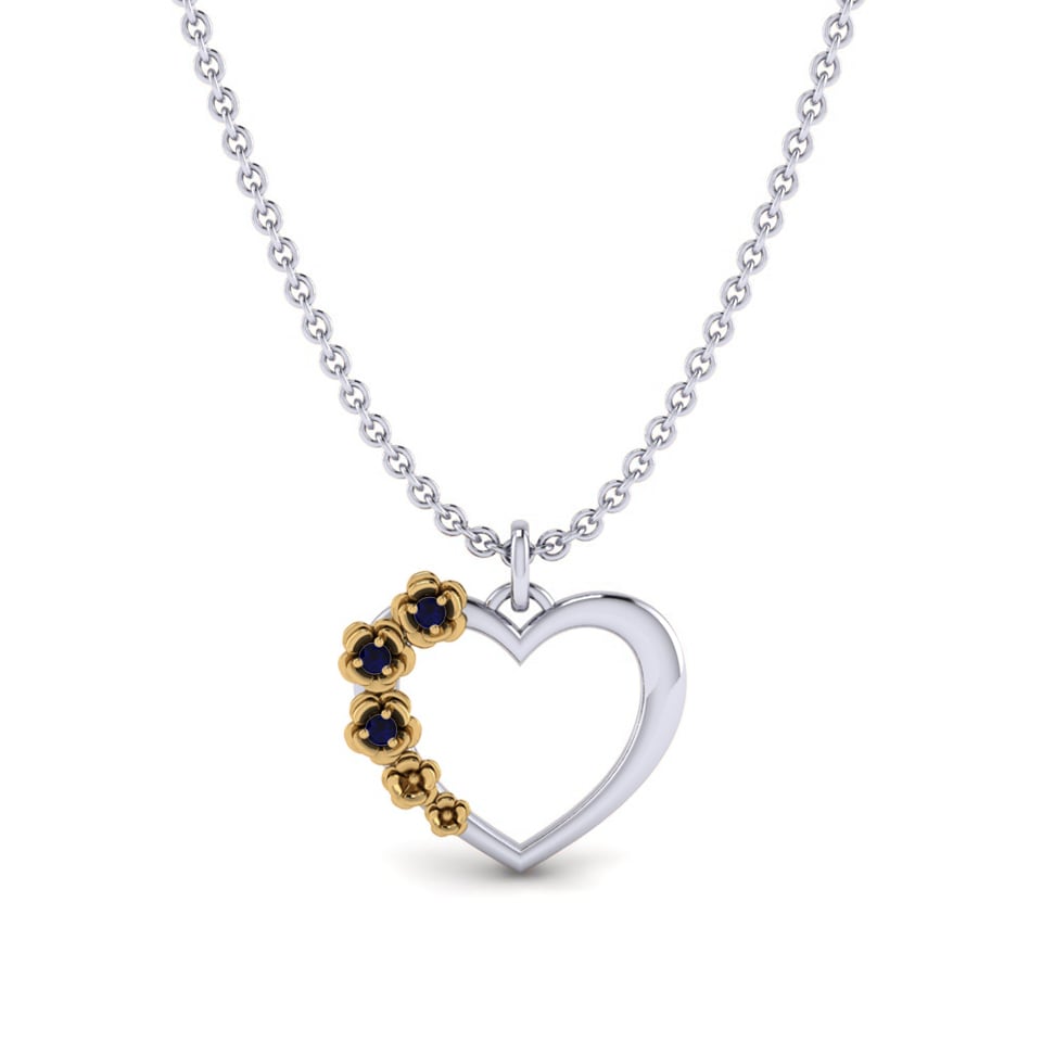 Vàng Trắng-Vàng 9K Đá Sapphire Mặt dây chuyền nữ Ashleigh