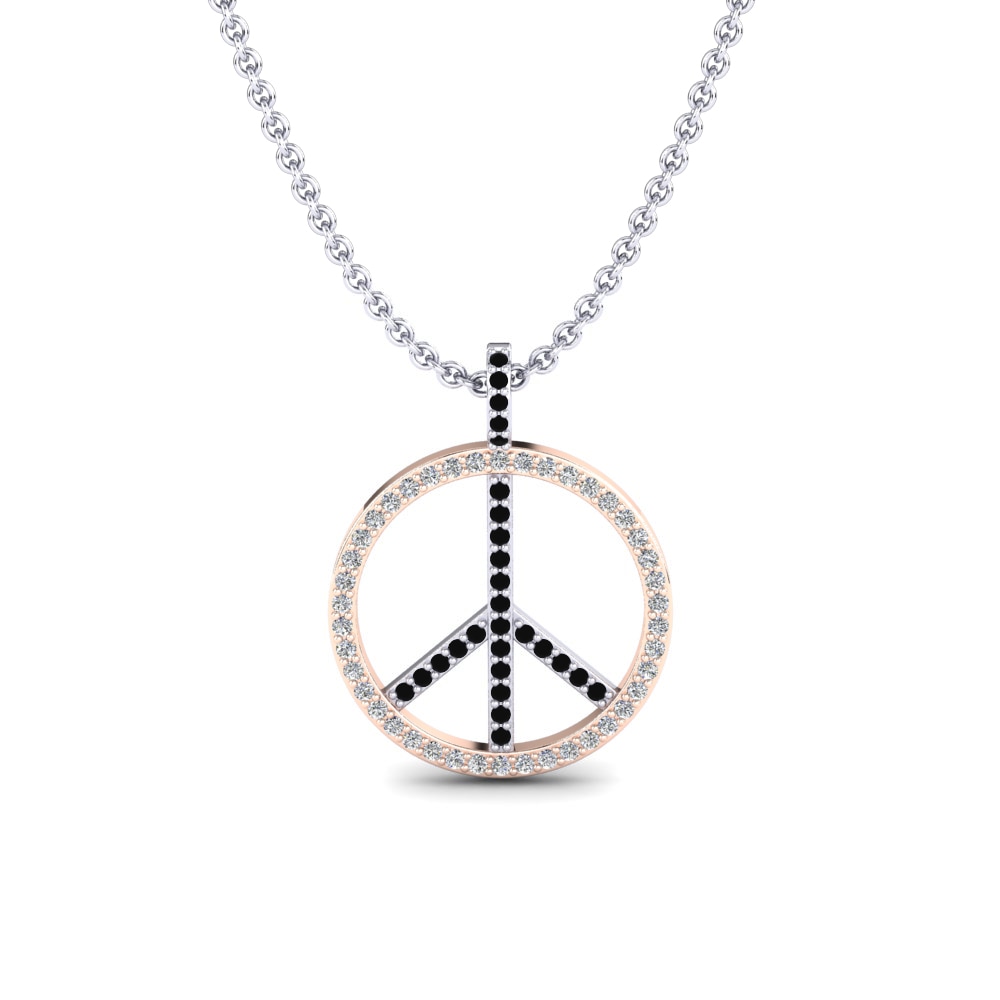 14ct White & Rose Gold Black Sapphire Women's Pendant Veroni