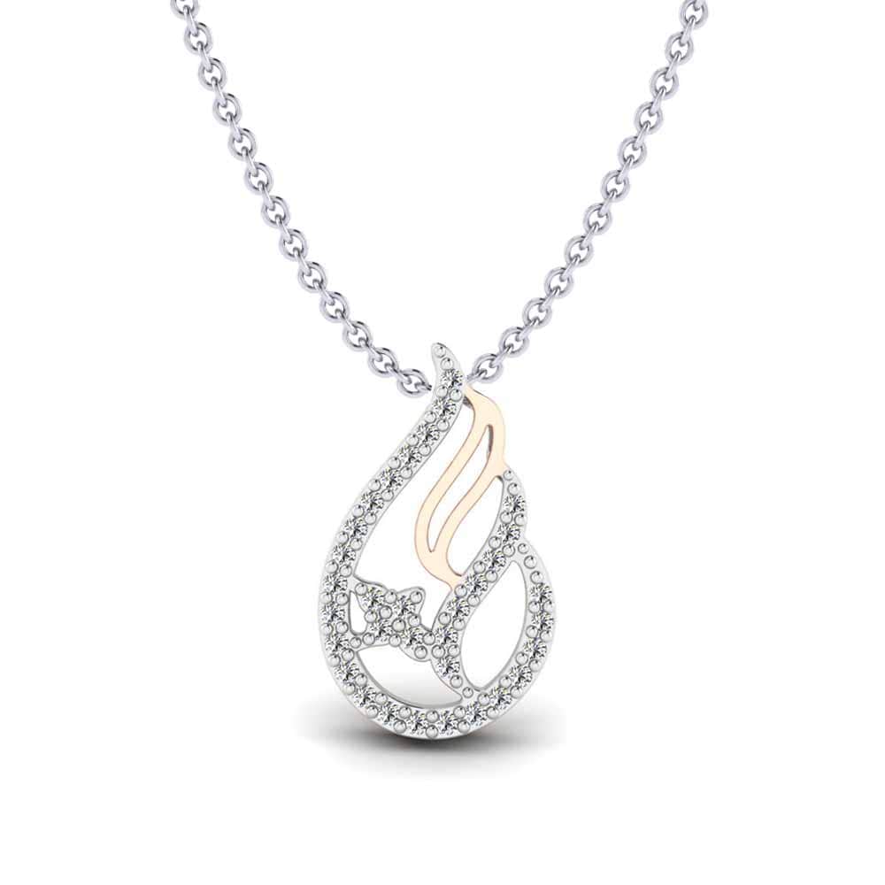 9k Oro Blanco & Rosa Moissanita Colgante de Mujer Leilena