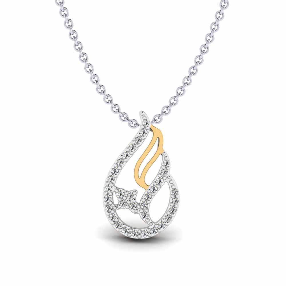 9k Oro Blanco & Amarillo Moissanita Colgante de Mujer Leilena