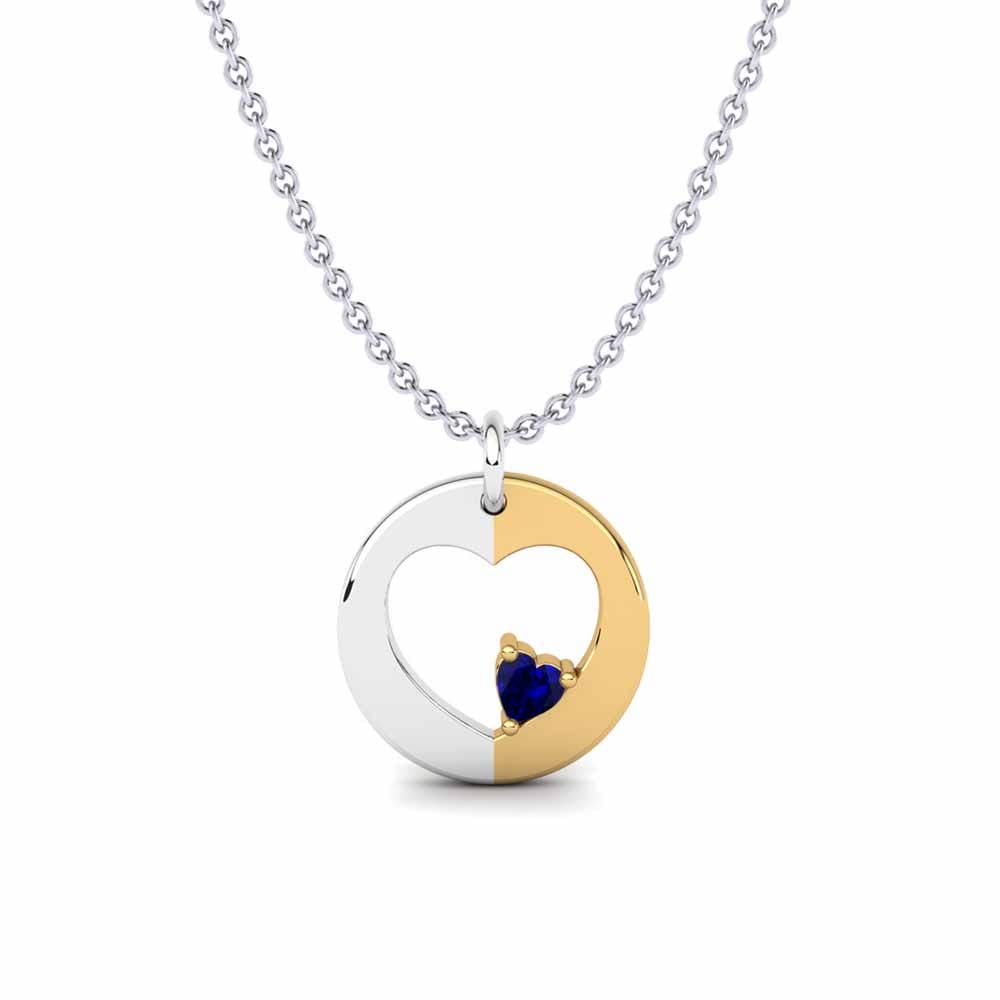 Vàng Trắng-Vàng 9K Đá Sapphire Mặt dây chuyền nữ Brianah