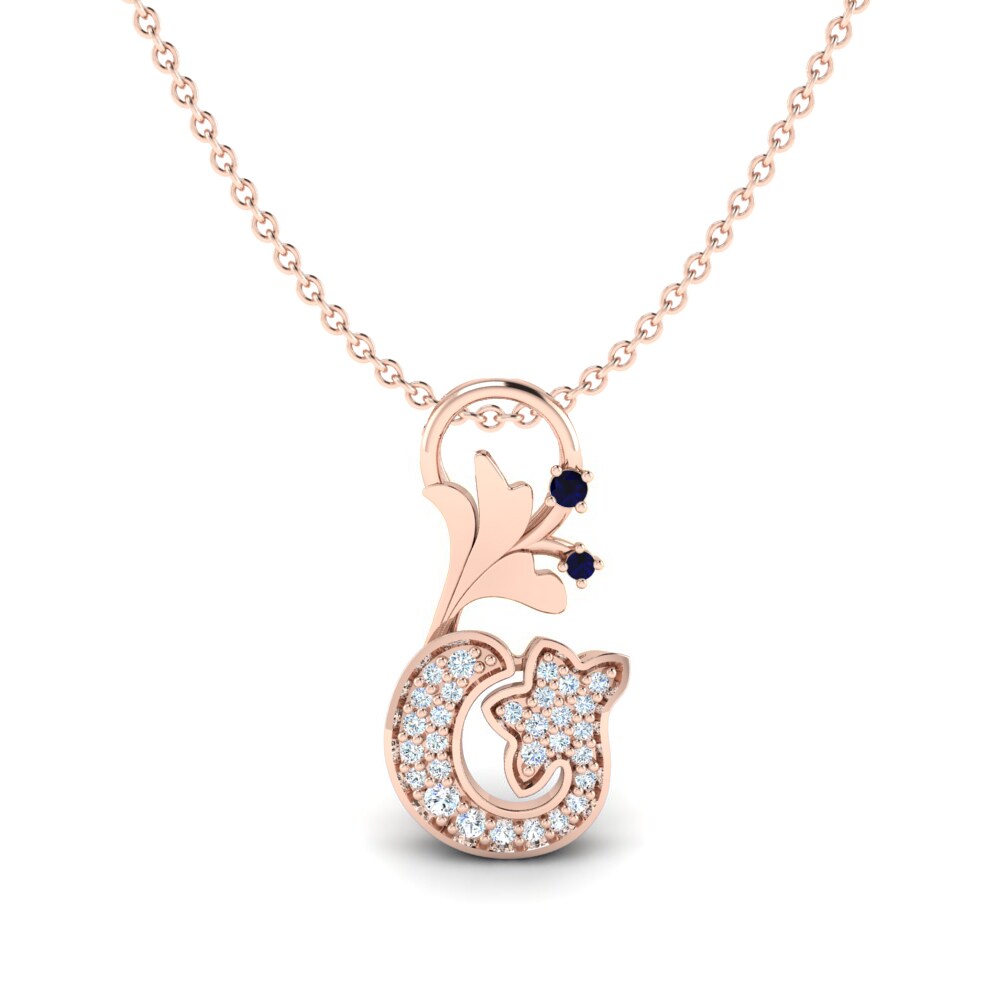 Vàng Hồng 9K Đá Zirconia Xanh Lam Mặt dây chuyền nữ Margot