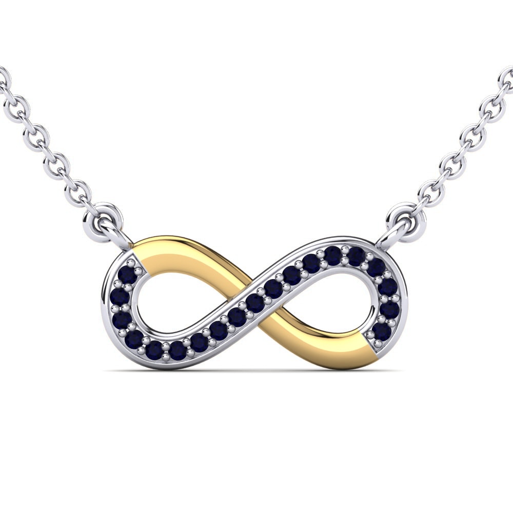 Infinity Sapphire 18k White & Yellow Gold Necklaces