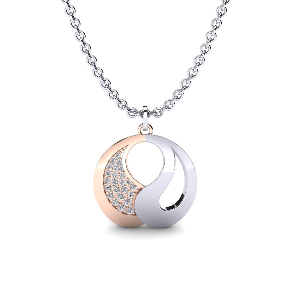 9k Oro Blanco & Rosa Moissanita Colgante de Mujer Nivatfo