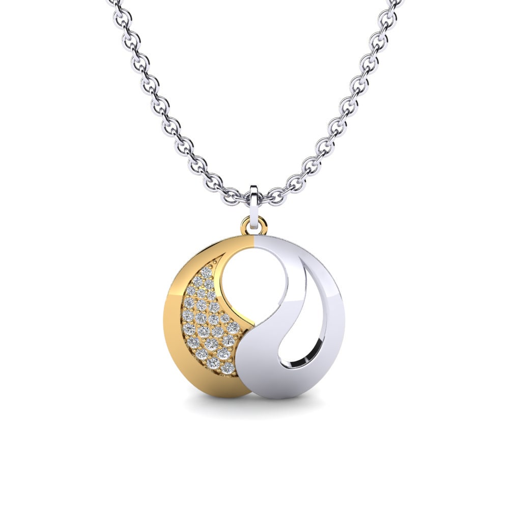 9k Oro Blanco & Amarillo Moissanita Colgante de Mujer Nivatfo