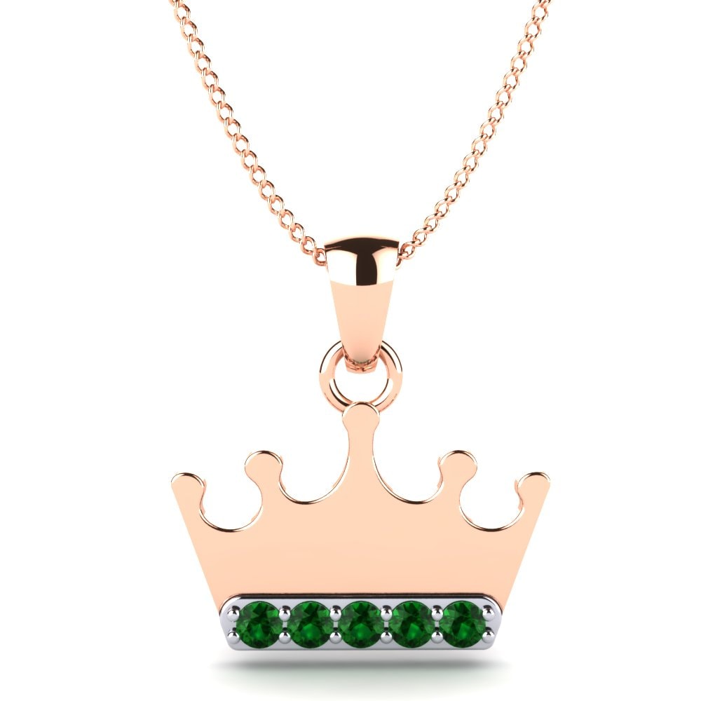 Collares 14k Oro Rosa & Blanco Circonita Verde Símbolos