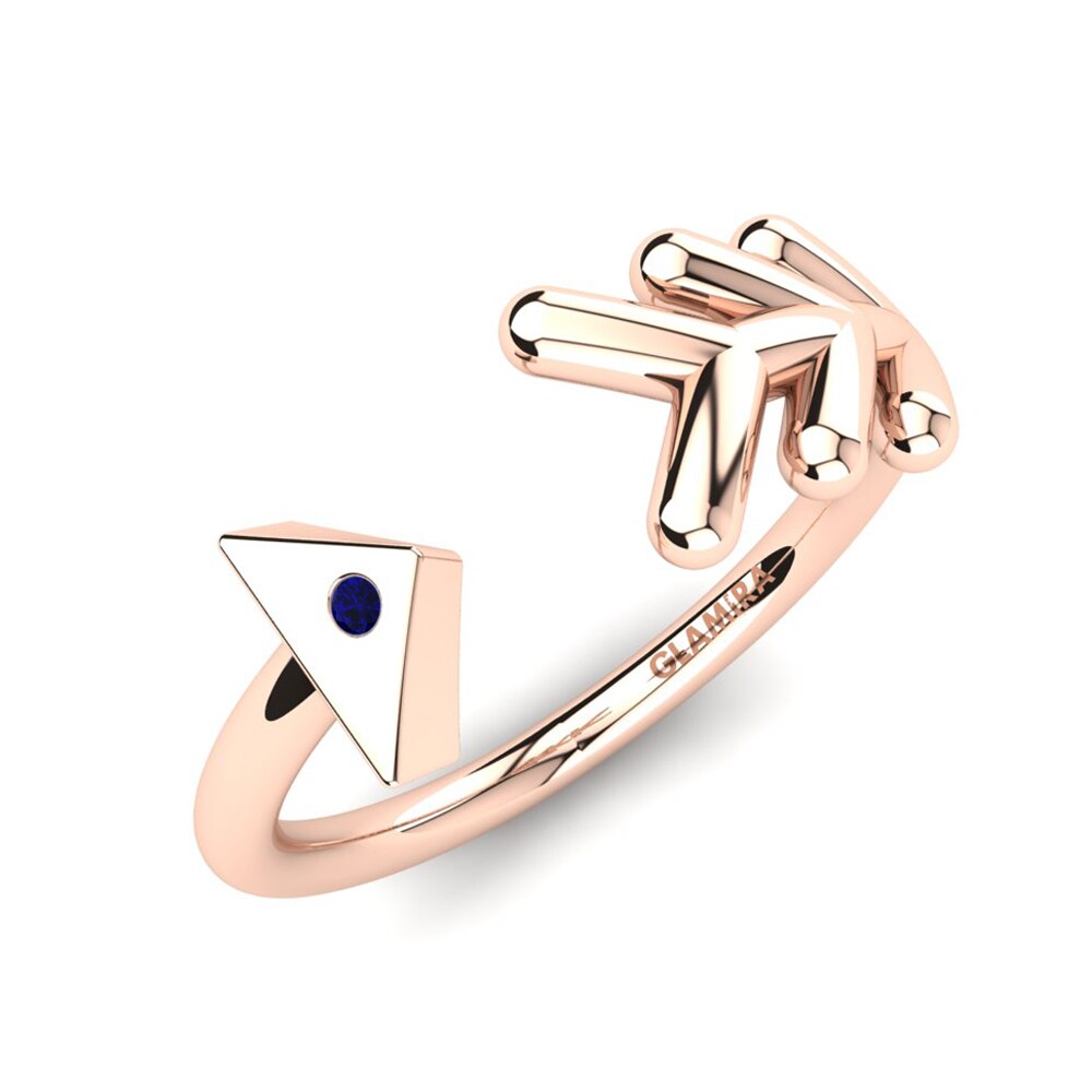 14k Oro Rosa Circonita Azul Oscuro Anillo Petrina