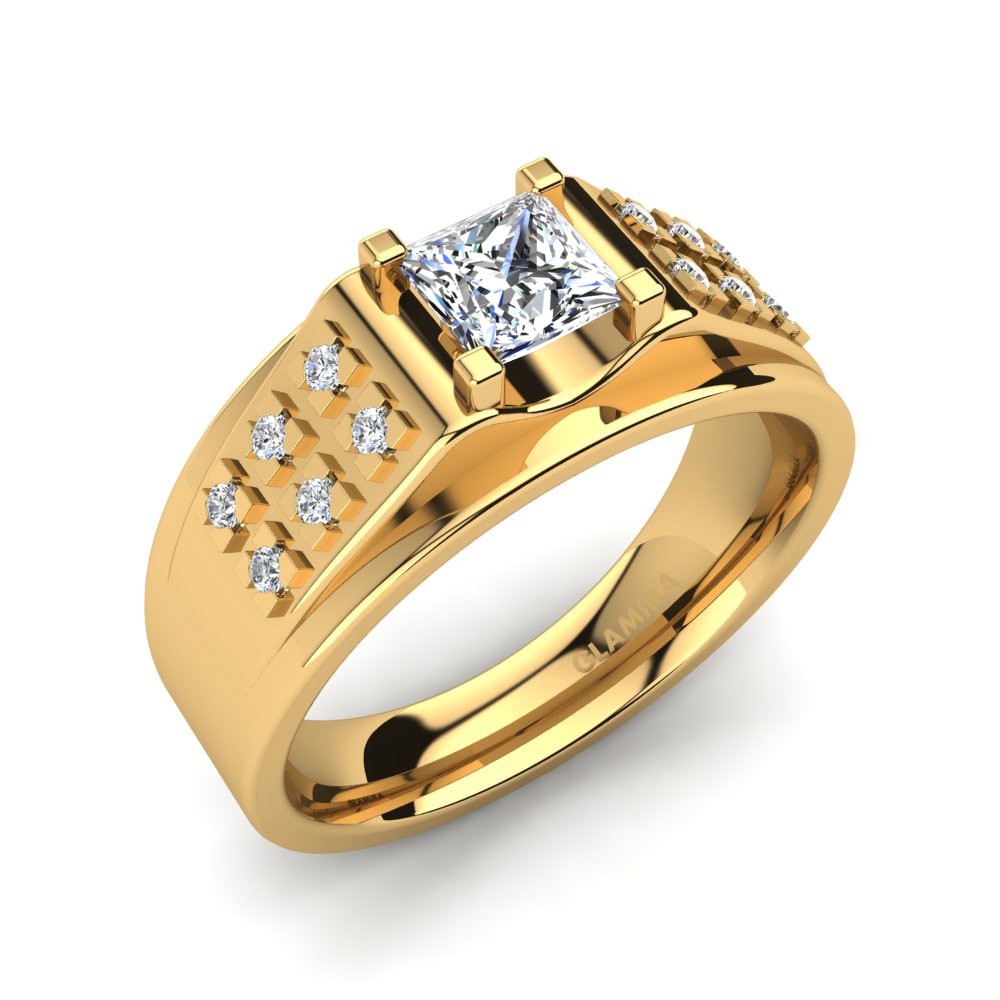 18ct Yellow Gold Lab Grown Diamond Men's Ring Placido
