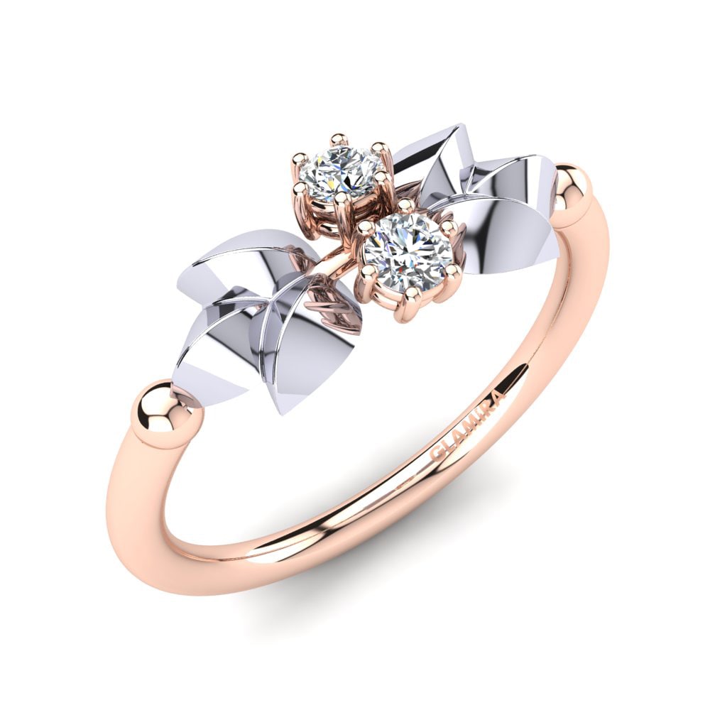 Oro Rosso & Bianco 585 Zircone Anello Priscella