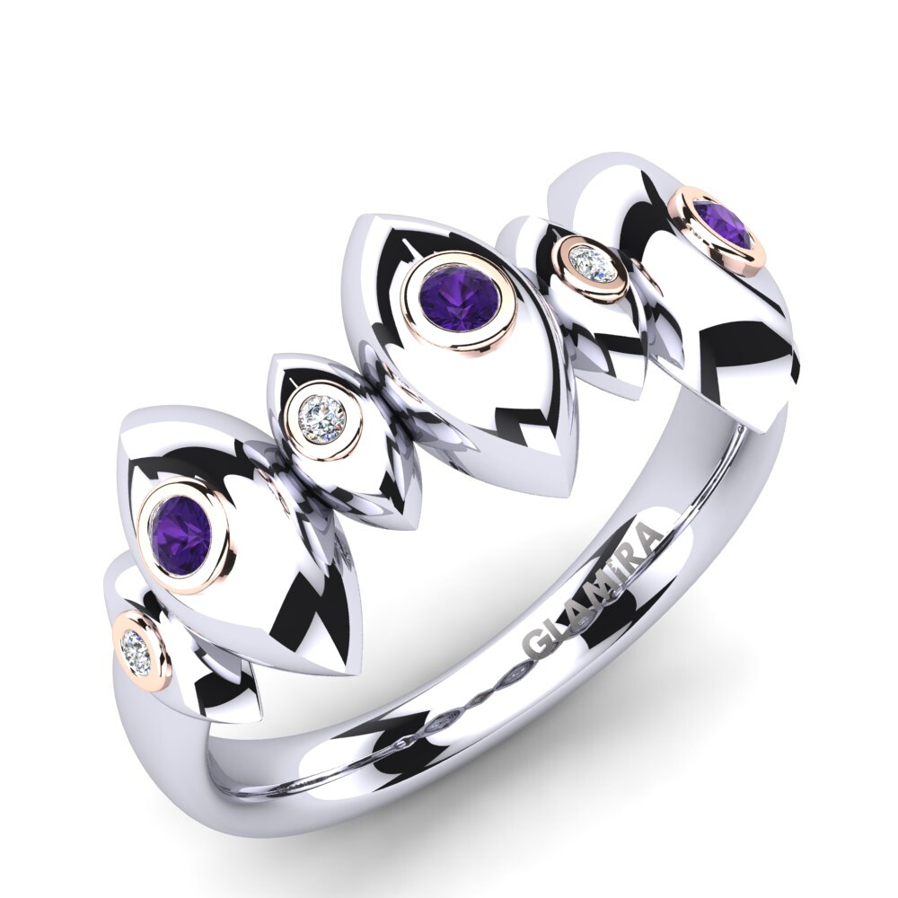 9ct White & Rose Gold Amethyst Ring Pucisca