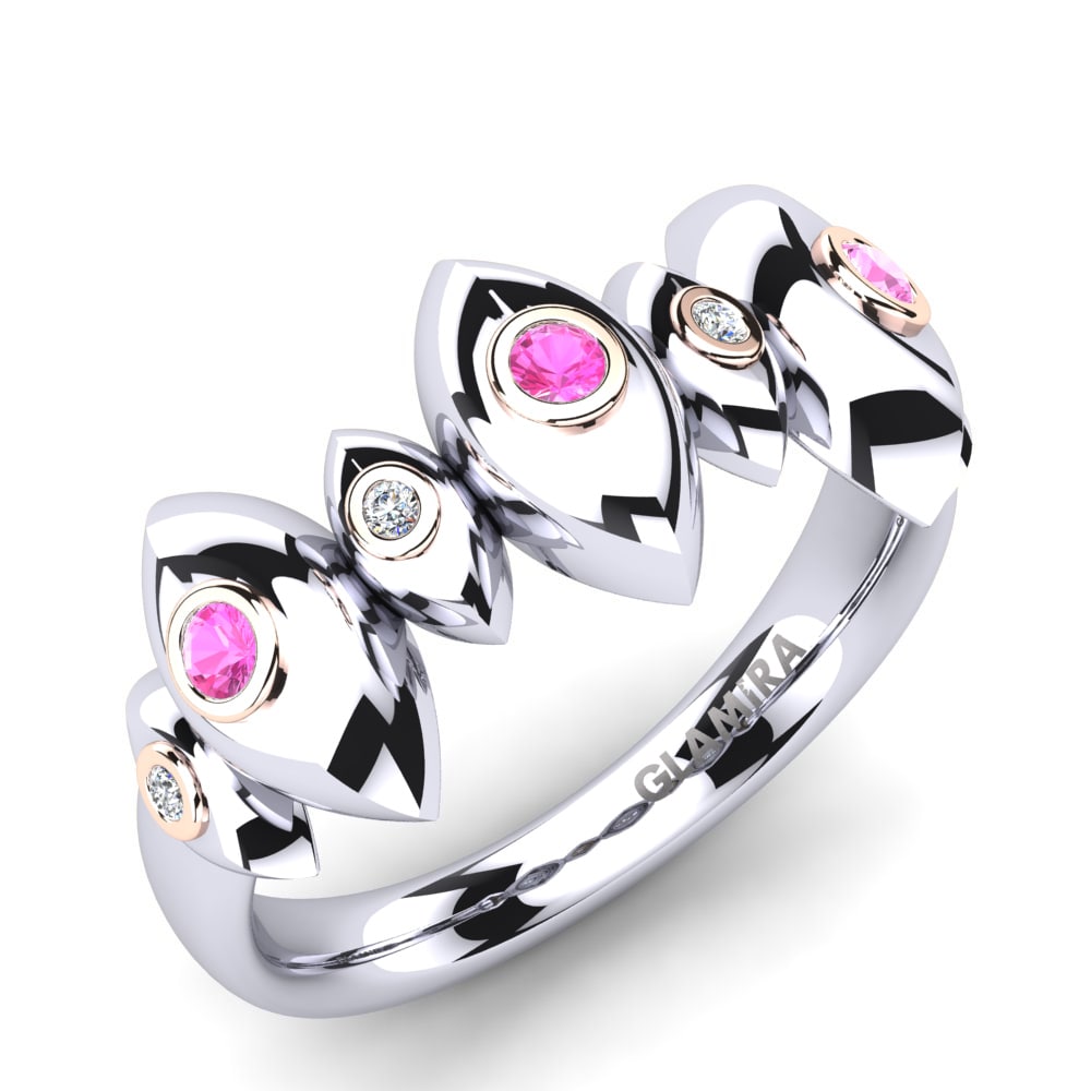 18ct White & Rose Gold Pink Tourmaline Ring Pucisca