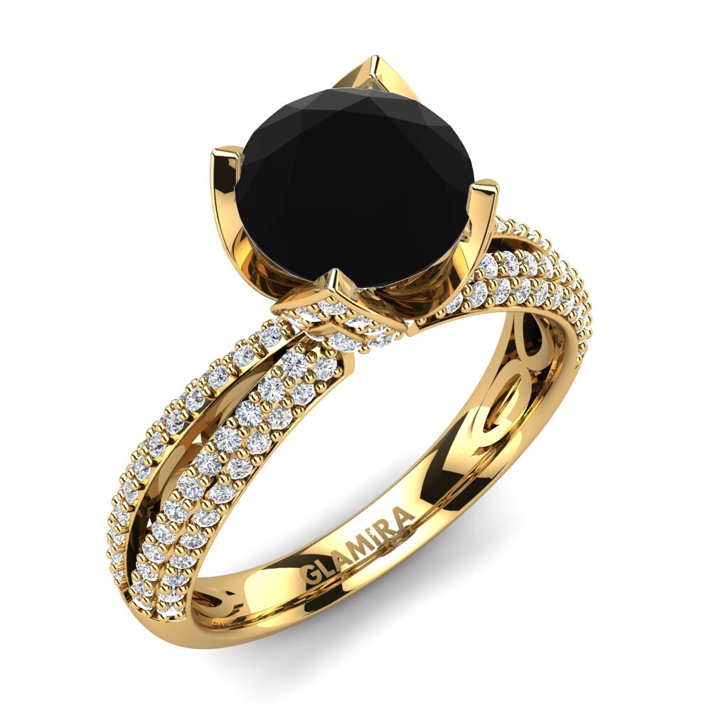 Black Onyx Engagement Ring Queen 2.0 crt