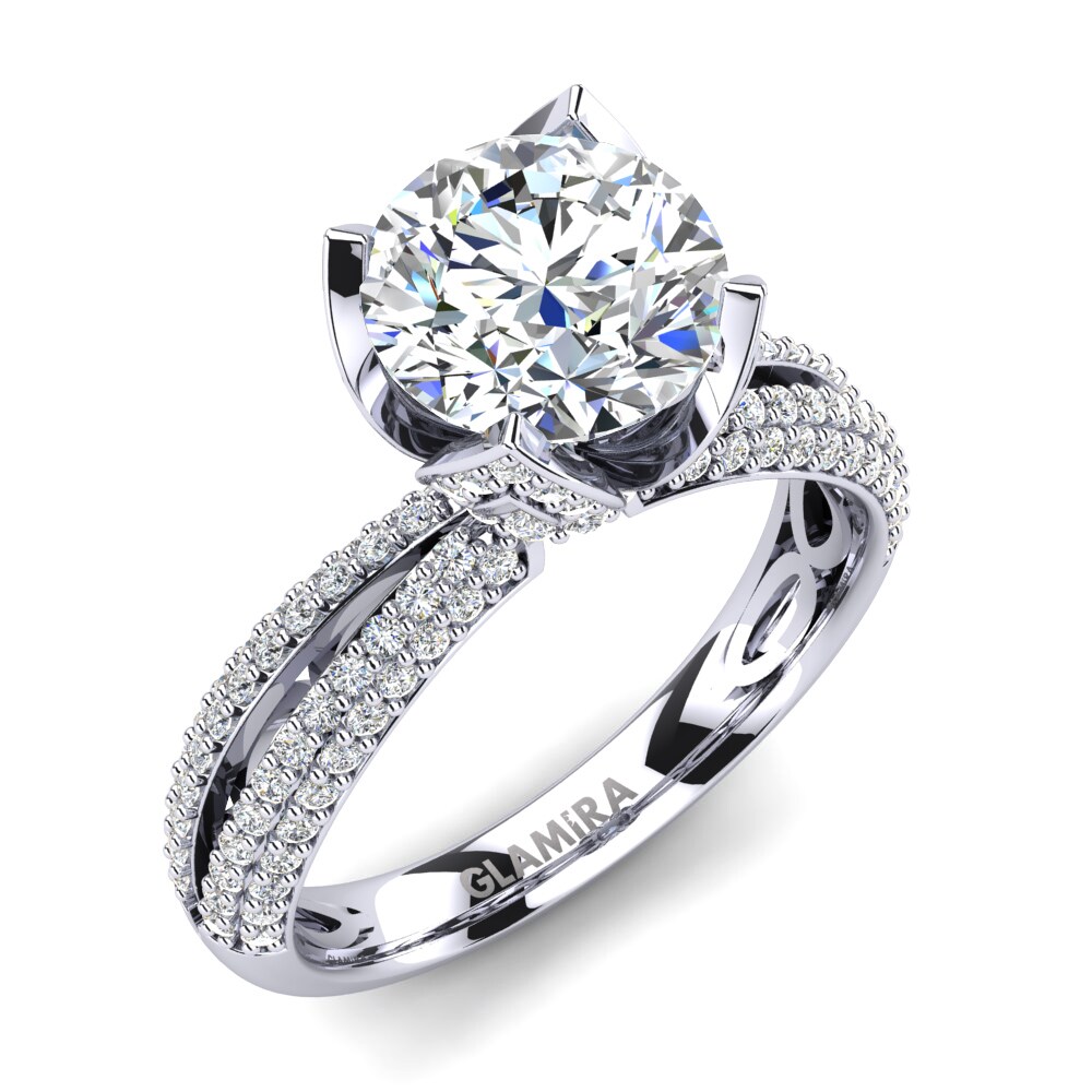 Round 2 Carat Exclusive White Sapphire 14k White Gold Engagement Ring Queen 2.0 crt