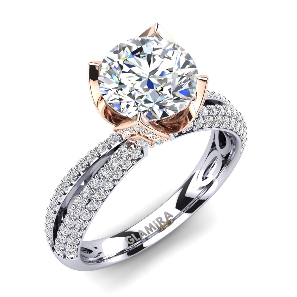 9ct White & Rose Gold Lab Grown Diamond Engagement Ring Queen 2.0 crt
