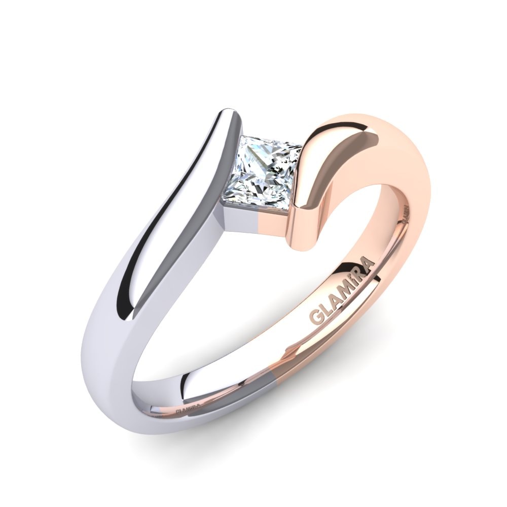 Tension Engagement Rings Fiorello 585 Rose & White Gold White Sapphire