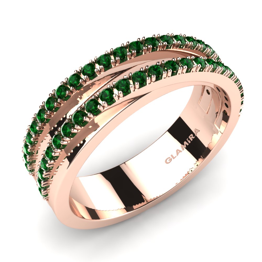 Or rose 14k Zircone Vert Bague Senna