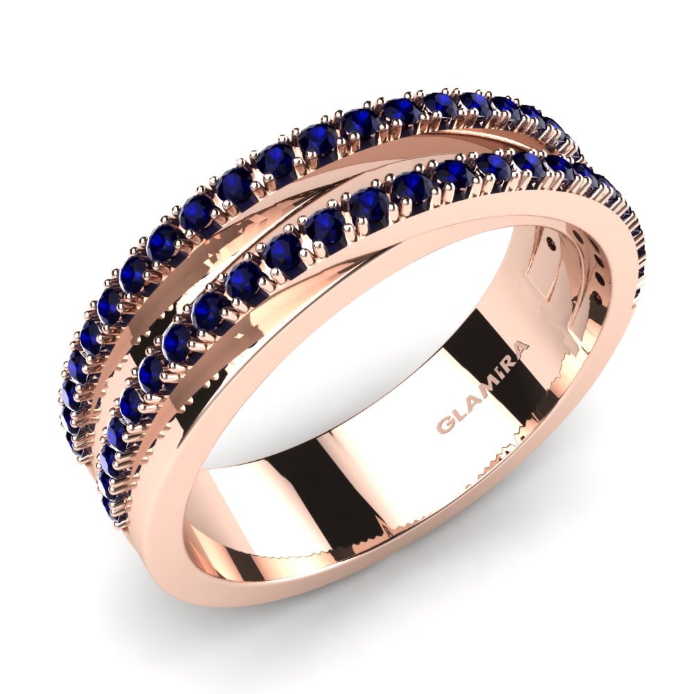 Or rose 14k Zircone Bleu Foncé Bague Senna