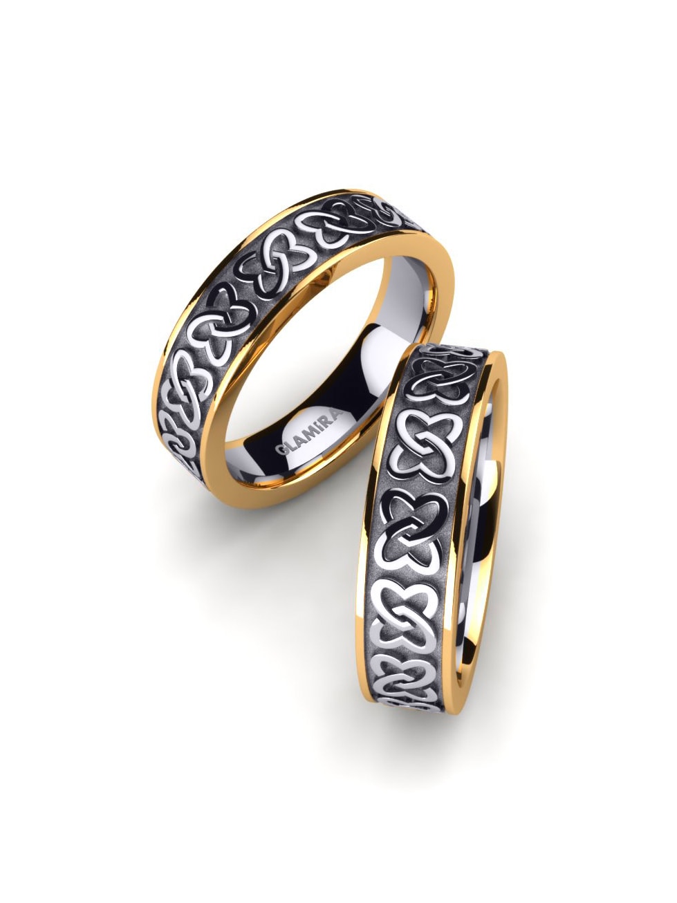 18K Wit & Geel Goud Trouwring Celtic Shamrock