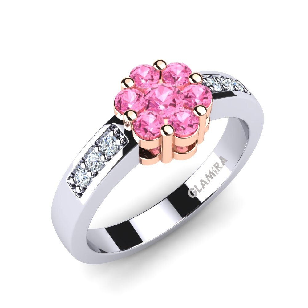 18ct White & Rose Gold Pink Tourmaline Ring Belinda