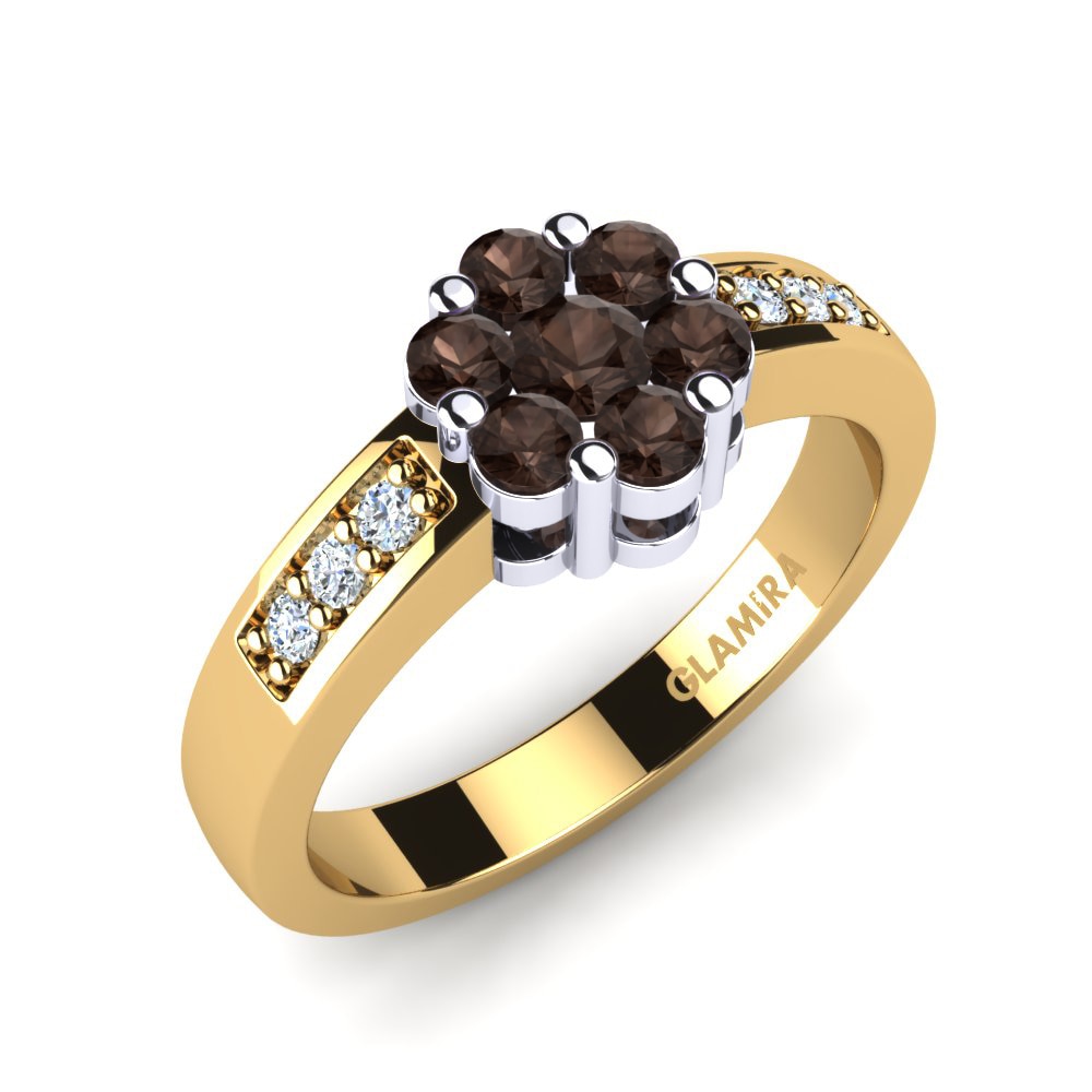 9ct Yellow & White Gold Smoky Quartz Ring Belinda