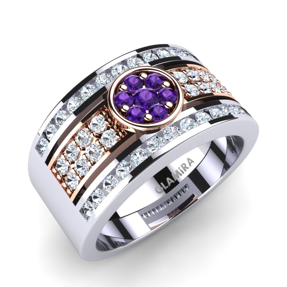 9ct White & Rose Gold Amethyst Ring Beverly