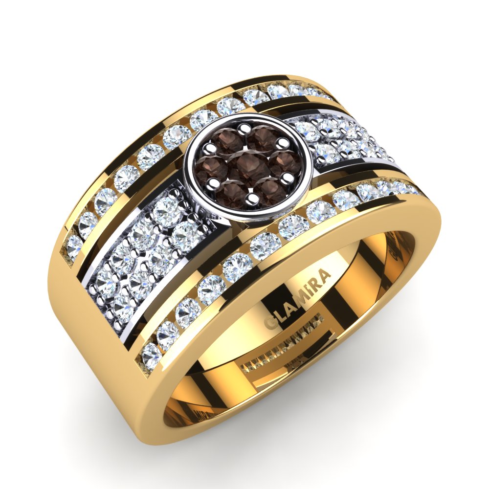 9ct Yellow & White Gold Smoky Quartz Ring Beverly