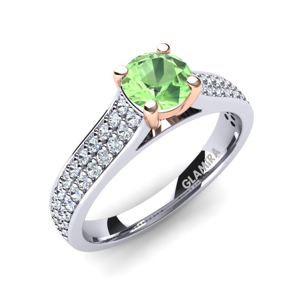 18ct White & Rose Gold Green Amethyst Engagement Ring Arella 0.5 crt