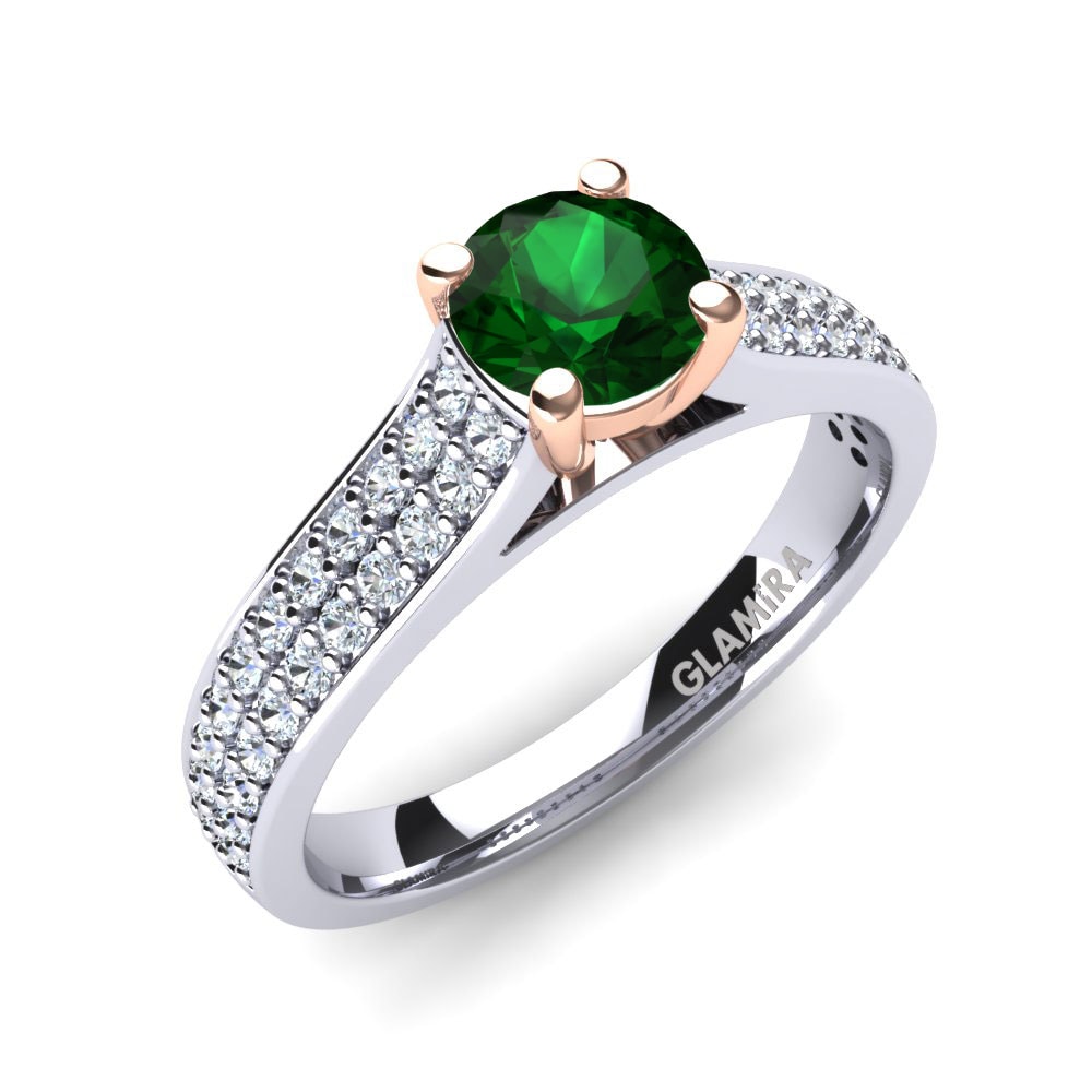 9ct White / Rose Gold Emerald (Lab Created) Engagement Ring Arella 0.5 crt