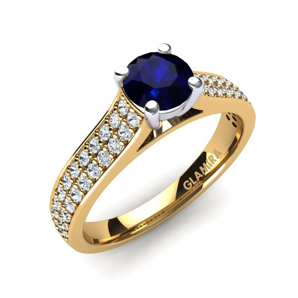 14ct Yellow / White Gold Sapphire (Lab Created) Engagement Ring Arella 0.5 crt