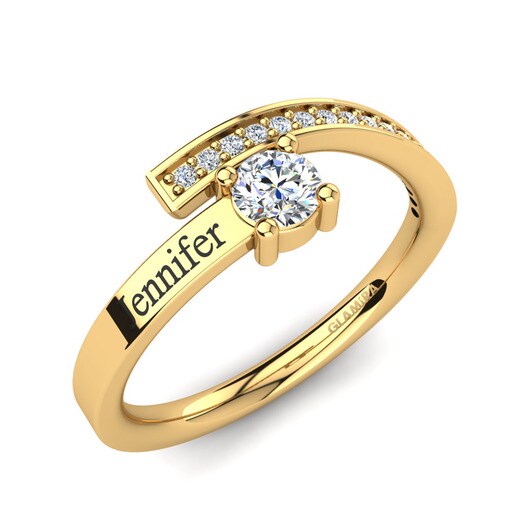 Anillo Fridolin Oro Amarillo 585 & Diamante & Cristal de Swarovski