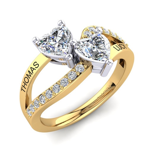Anillo Jaume Oro Amarillo & Blanco 585 & Diamante & Cristal de Swarovski