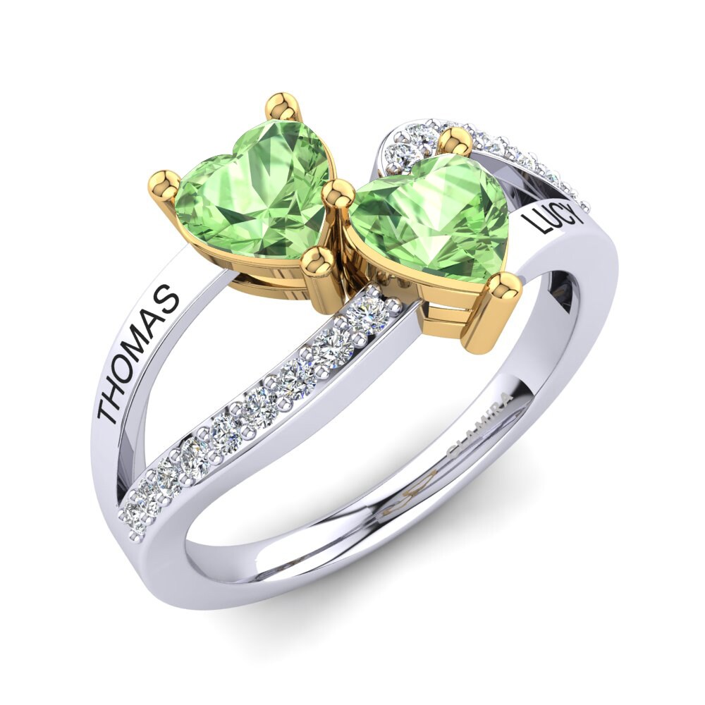 18ct White & Yellow Gold Green Amethyst Ring Jaume