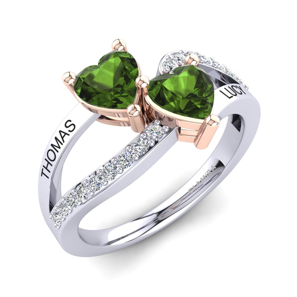 9k White & Rose Gold Green Tourmaline Ring Jaume