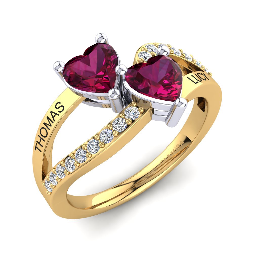 14ct Yellow & White Gold Rhodolite Garnet Ring Jaume