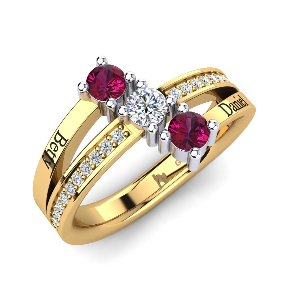 14ct Yellow & White Gold Rhodolite Garnet Ring Josanne