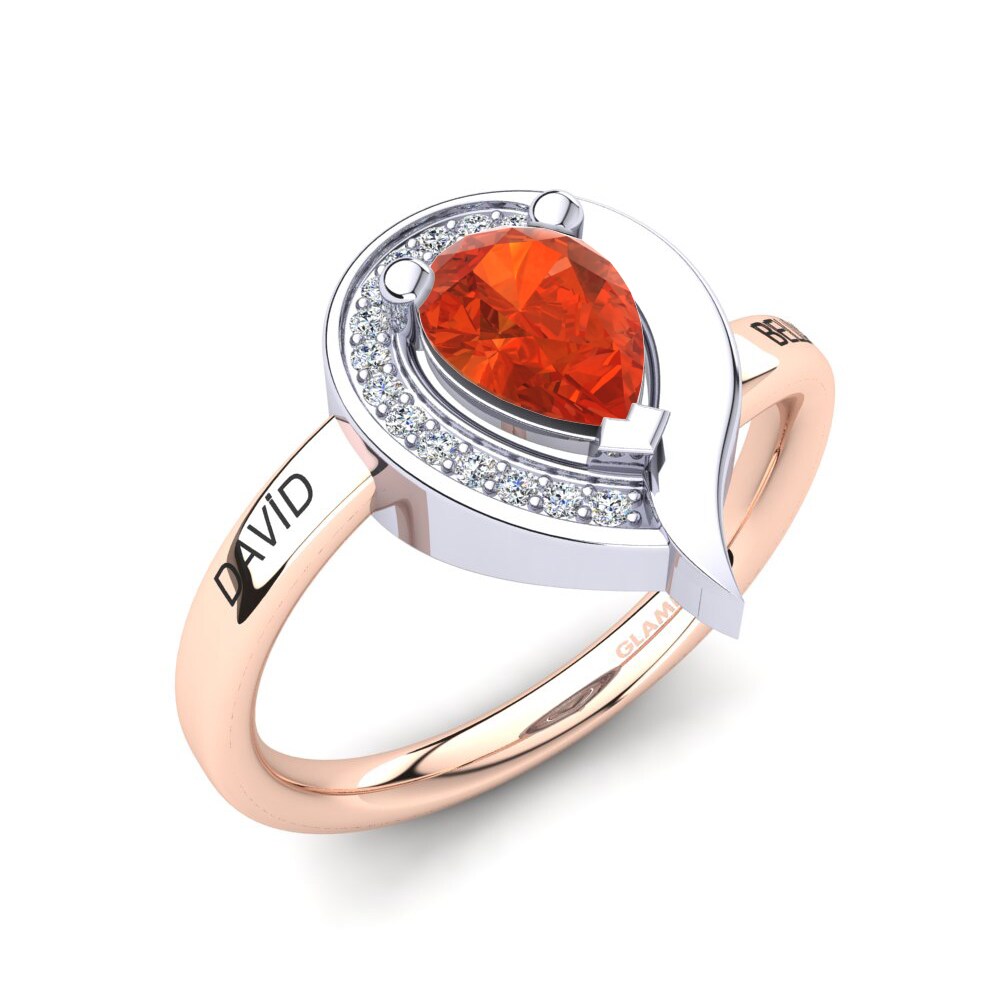 14ct Rose & White Gold Fire Opal Ring Nelsania