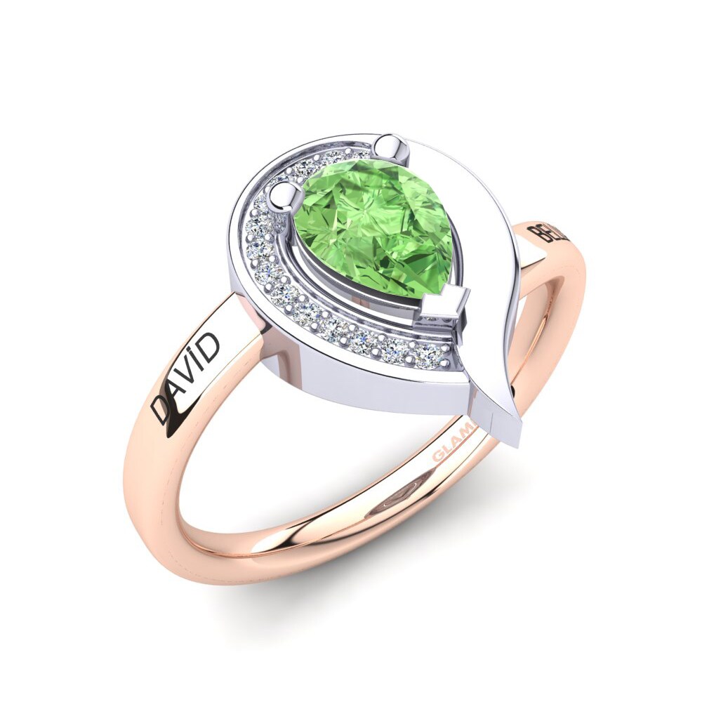 9k Rose & White Gold Green Amethyst Ring Nelsania