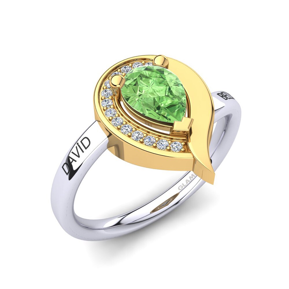 18ct White & Yellow Gold Green Amethyst Ring Nelsania