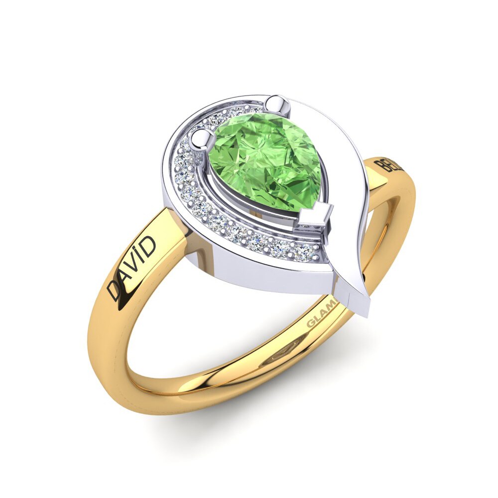 18ct Yellow & White Gold Green Amethyst Ring Nelsania