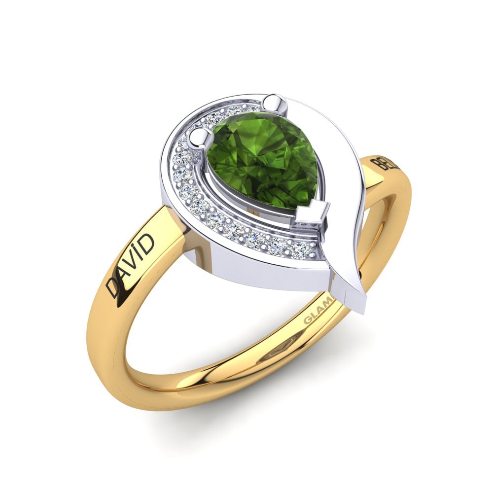 9ct Yellow & White Gold Green Tourmaline Ring Nelsania