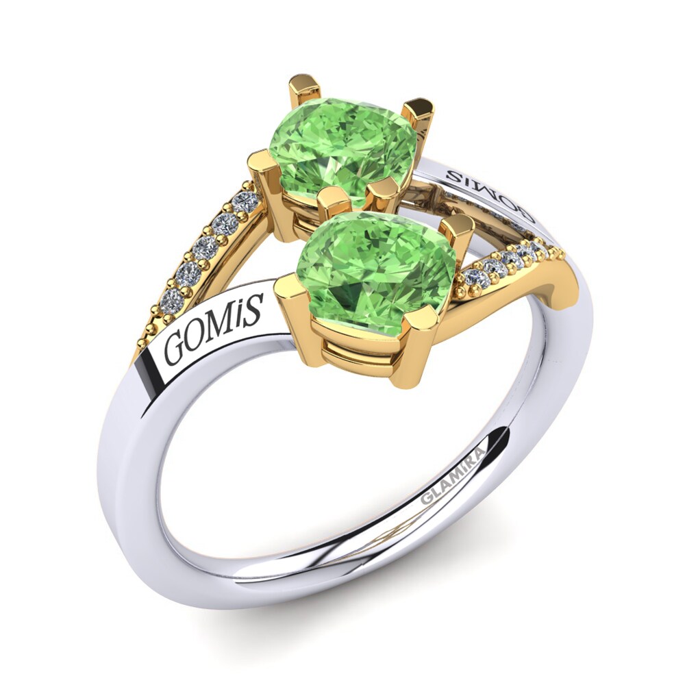 18ct White & Yellow Gold Green Amethyst Ring Seneca