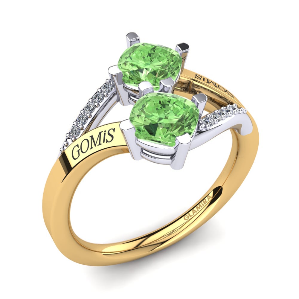 18ct Yellow & White Gold Green Amethyst Ring Seneca