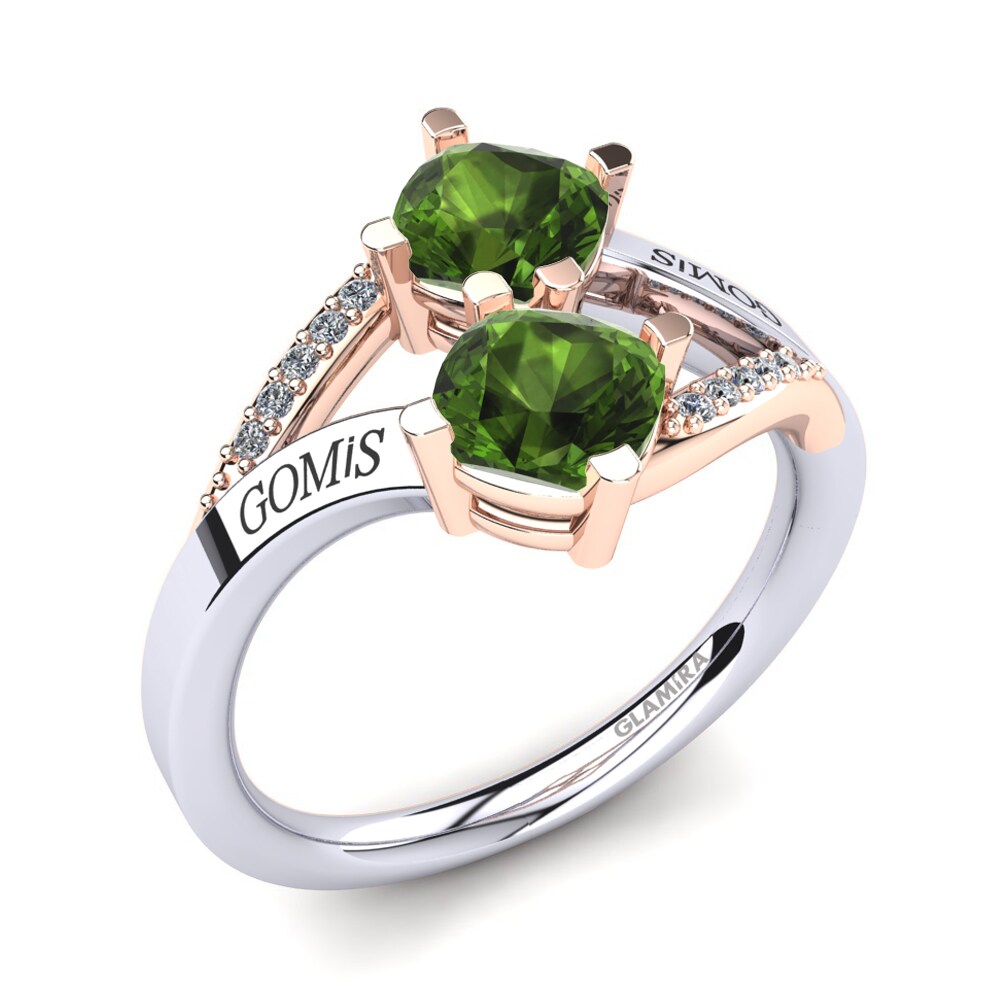 9k White & Rose Gold Green Tourmaline Ring Seneca