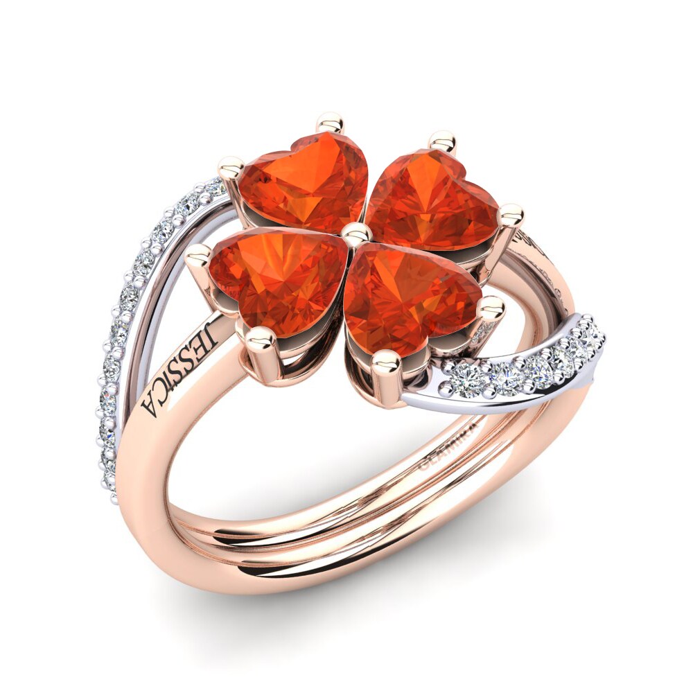 14ct Rose & White Gold Fire Opal Ring Shaune